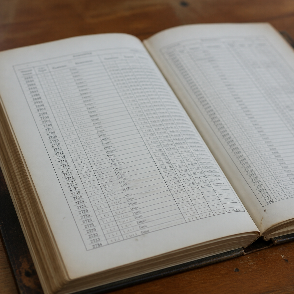Illustration documentaire d'un registre généalogique canin ouvert, avec colonnes d'inscription et numéros d'ordre
